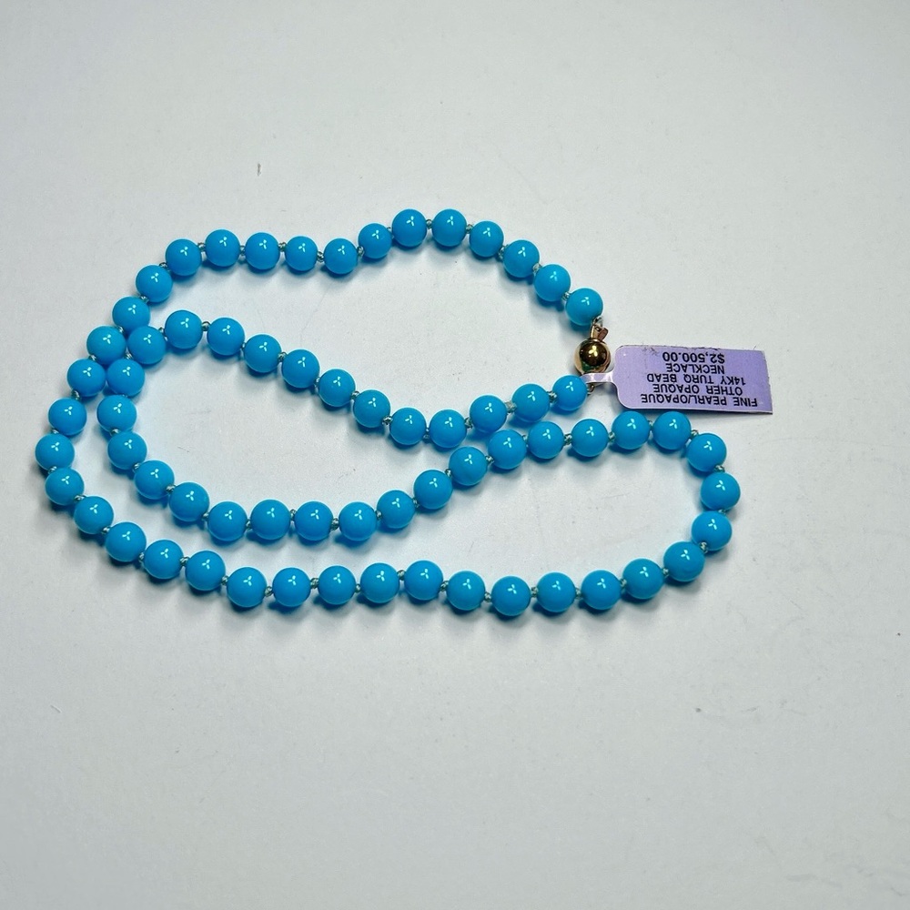 Vibrant Turquoise Beaded Necklace With 14k Clasp